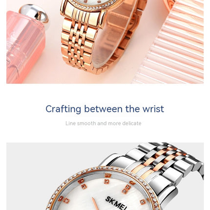 Women's Watch Elegant Diamond Analog Quartz Watch Stainless Steel Waterproof Wristwatch