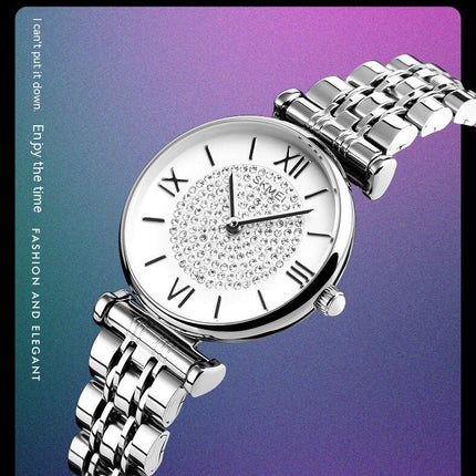 Women's Analog Quartz Diamond Wrist Watch Ladies Stainless Steel Watch