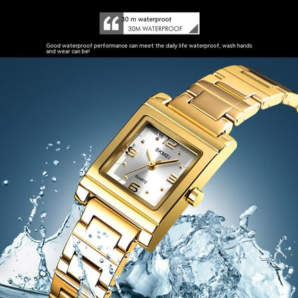 Women Watches Quartz Watch with Stainless Steel Strap Waterproof Square Wristwatch