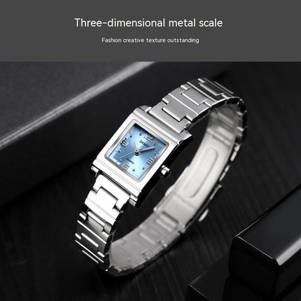 Women Watches Quartz Watch with Stainless Steel Strap Waterproof Square Wristwatch