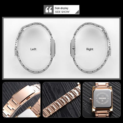 Women Watches Quartz Watch with Stainless Steel Strap Waterproof Square Wristwatch