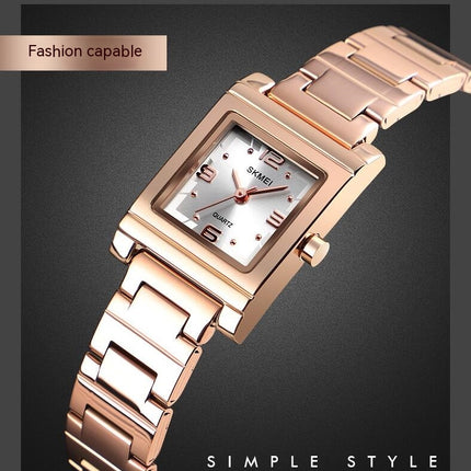 Women Watches Quartz Watch with Stainless Steel Strap Waterproof Square Wristwatch