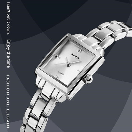 Women's Square Watch, Fashion Diamond Quartz Stainless Steel Watch