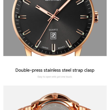 Men's Fashion Wrist Watch Waterproof Analog Quartz Date Watches with Stainless Steel Band