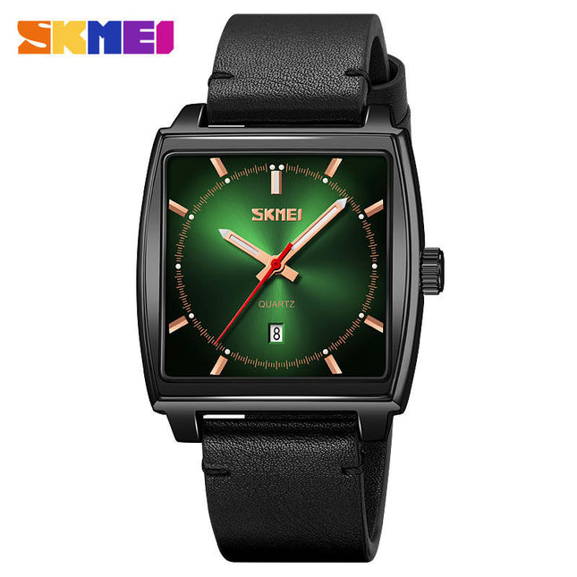 Waterproof Rectangle Watches Leather Strap Business Casual Wrist Watch for Men