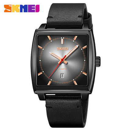 Waterproof Rectangle Watches Leather Strap Business Casual Wrist Watch for Men