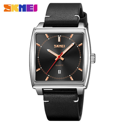 Waterproof Rectangle Watches Leather Strap Business Casual Wrist Watch for Men