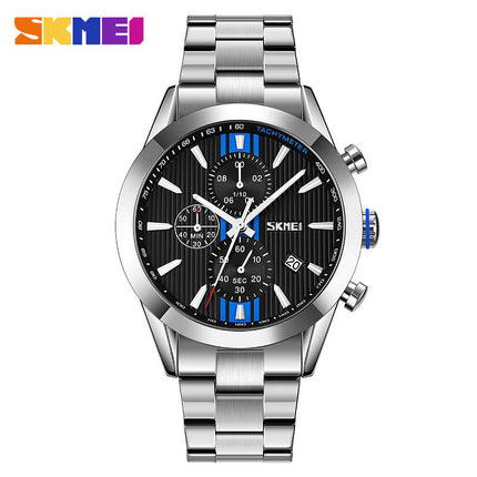 Men's Date Waterproof Chronograph Wristwatches,Stainsteel Steel Band Waterproof Watch