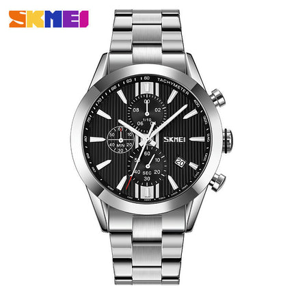 Men's Date Waterproof Chronograph Wristwatches,Stainsteel Steel Band Waterproof Watch