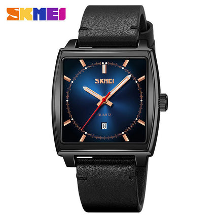 Waterproof Rectangle Watches Leather Strap Business Casual Wrist Watch for Men