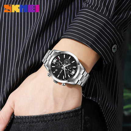 Men's Date Waterproof Chronograph Wristwatches,Stainsteel Steel Band Waterproof Watch