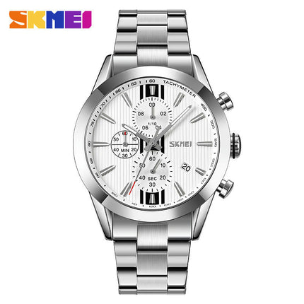 Men's Date Waterproof Chronograph Wristwatches,Stainsteel Steel Band Waterproof Watch