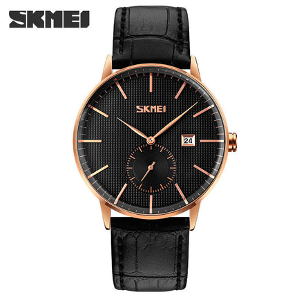 Men's Analog Quartz Watch Calendar Waterproof Leather Strap Watches