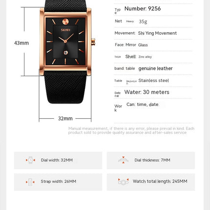 Square Watches for Men,Business Waterproof Men's Watch with Calendar