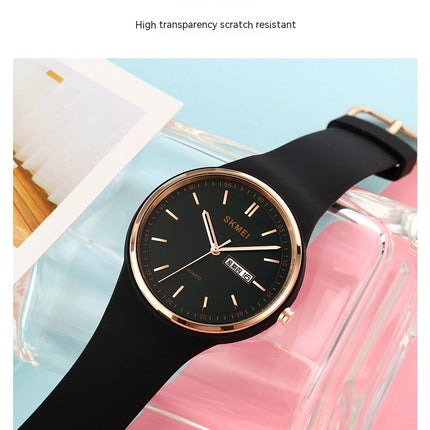 Women's Quartz Watch Date and Day Silicone Strap Waterproof Watches