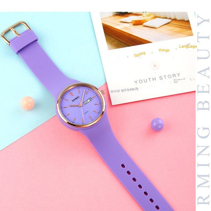 Women's Quartz Watch Date and Day Silicone Strap Waterproof Watches