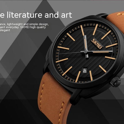 Men's Analog Quartz Watch Business Wrist Watch Calendar Waterproof Leather Watches