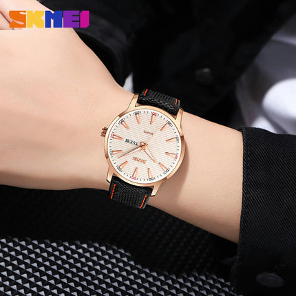 Men's Watches with Day and Date, Leather Band Waterproof Quartz Analog Watches