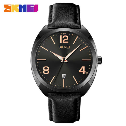 Men's Watches Analog Quartz Date Waterproof Wrist Watch with Leather Band