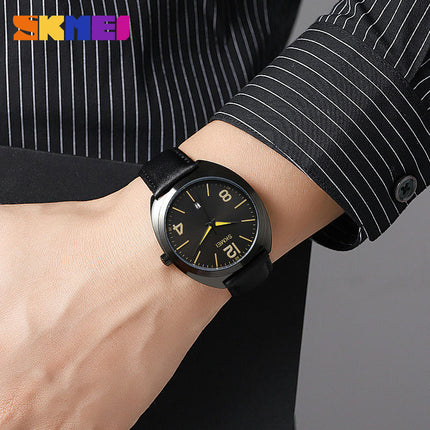 Men's Watches Analog Quartz Date Waterproof Wrist Watch with Leather Band