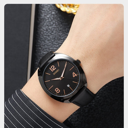 Men's Watches Analog Quartz Date Waterproof Wrist Watch with Leather Band