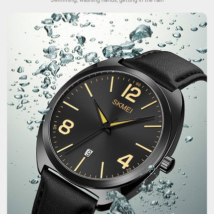 Men's Watches Analog Quartz Date Waterproof Wrist Watch with Leather Band