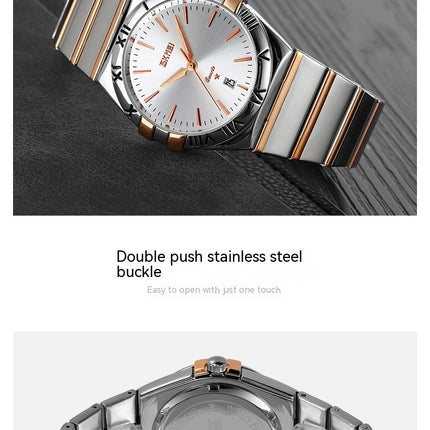 Men's Wrist Watches, Analog Stainless Steel Date Quartz Waterproof Watches