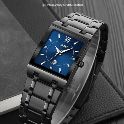 Square Watches for Men with Date Quartz Movement Waterproof Wrist Watch