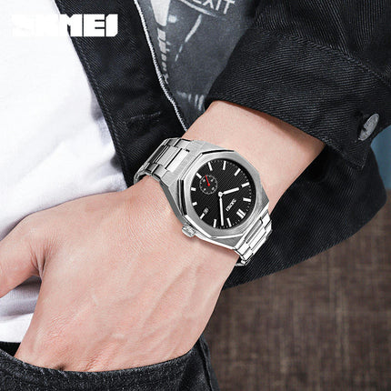 Men's Watches Analog Quartz Business Watch Stainless Steel Date Waterproof Watch for Men