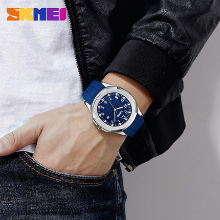 Men's Analog Quartz Watches Silicone Strap Waterproof Date Wrist Watch for Men