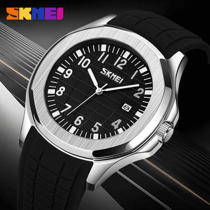 Men's Analog Quartz Watches Silicone Strap Waterproof Date Wrist Watch for Men