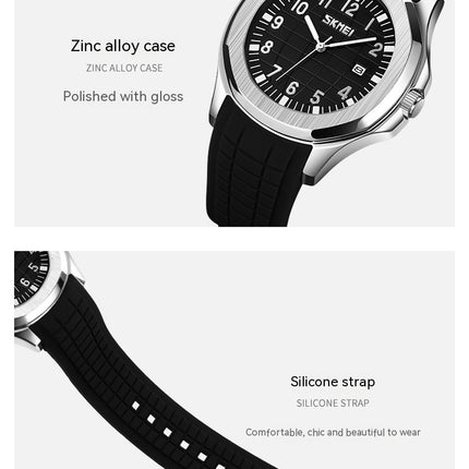 Men's Analog Quartz Watches Silicone Strap Waterproof Date Wrist Watch for Men