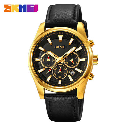 Quartz Chronograph Waterproof Watches Sport Leather Band Strap Wrist Watch for Men