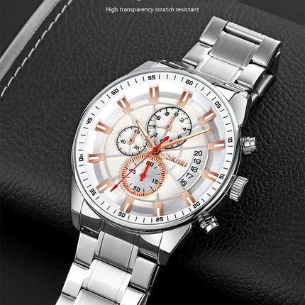 Men’s Watch Analog Quartz Stainless Steel Waterproof Chronograph Date Wrist Watches