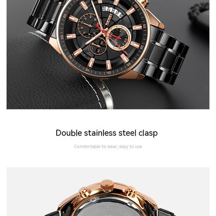 Men’s Watch Analog Quartz Stainless Steel Waterproof Chronograph Date Wrist Watches