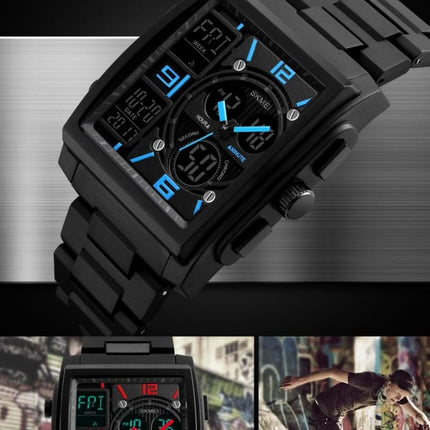 Men's Digital Sports Watch, LED Square Analog Wrist Watch with Waterproof Stopwatch