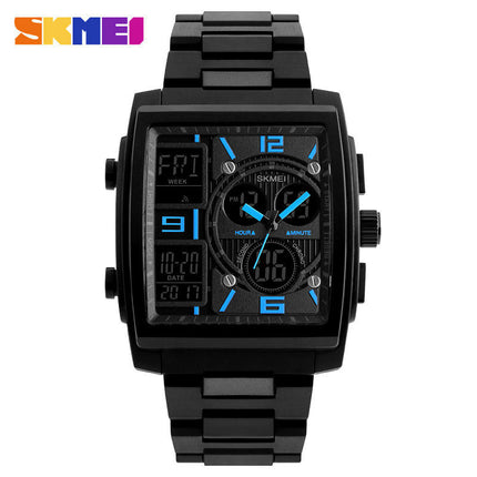 Men's Digital Sports Watch, LED Square Analog Wrist Watch with Waterproof Stopwatch