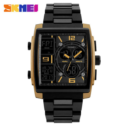 Men's Digital Sports Watch, LED Square Analog Wrist Watch with Waterproof Stopwatch