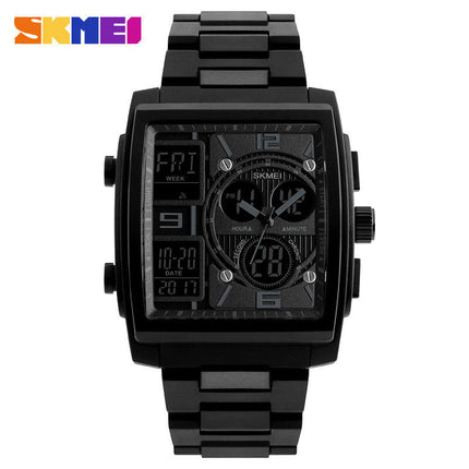 Men's Digital Sports Watch, LED Square Analog Wrist Watch with Waterproof Stopwatch