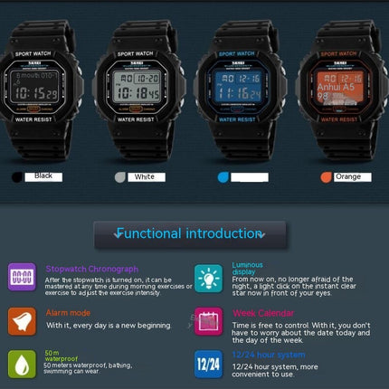 Digital Watch for Men Outdoor Sports Stopwatch Alarm Waterproof Wristwatch