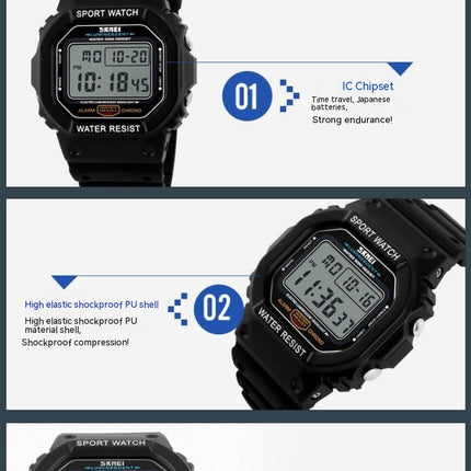 Digital Watch for Men Outdoor Sports Stopwatch Alarm Waterproof Wristwatch