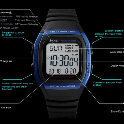 Men's Sport Digital Watches, Waterproof  LED Backlight/Alarm/Stopwatch Wrist Watches