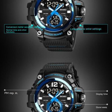 Men's Digital Sports Watch, Waterproof LED Stopwatch Alarm Wristwatch