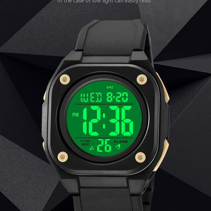 Men's Waterproof Wrist Watch Sport Stopwatch Countdown Square Digital Watches