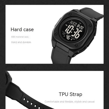 Men's Waterproof Wrist Watch Sport Stopwatch Countdown Square Digital Watches