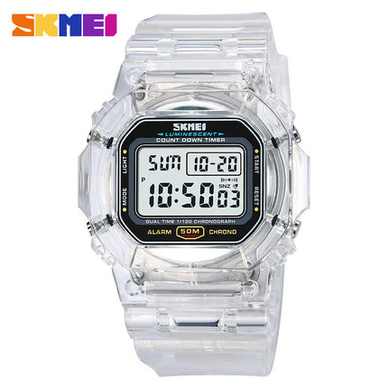 Outdoor Sport LED Digital Watches Transparent Wristwatch for Women with Stopwatch Date Waterproof