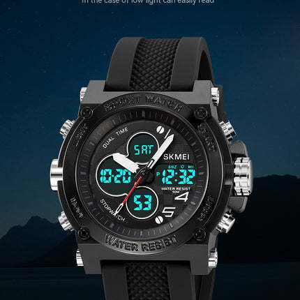 Men's Outdoor Sports Electronic Watch LED Stopwatch Waterproof Digital Analog Watches