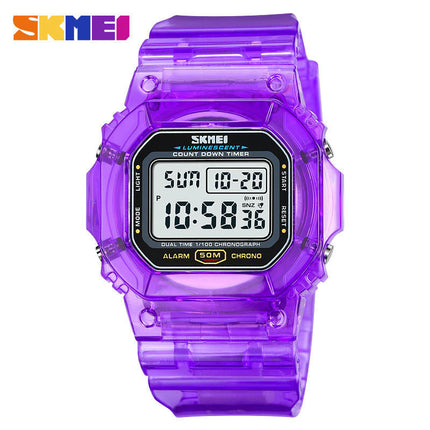 Outdoor Sport LED Digital Watches Transparent Wristwatch for Women with Stopwatch Date Waterproof