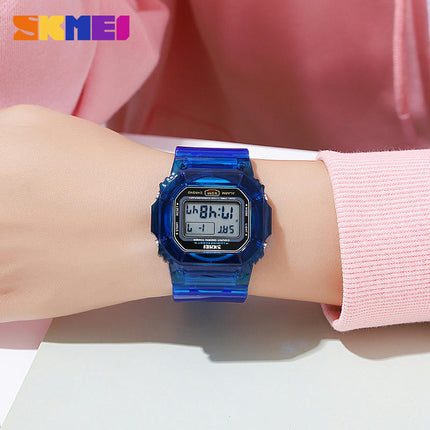 Outdoor Sport LED Digital Watches Transparent Wristwatch for Women with Stopwatch Date Waterproof