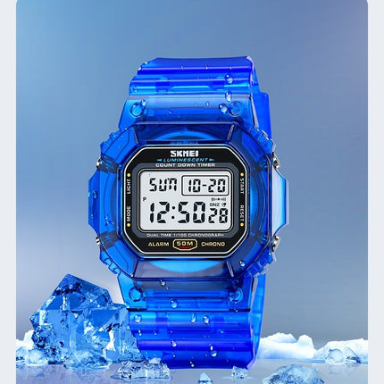 Outdoor Sport LED Digital Watches Transparent Wristwatch for Women with Stopwatch Date Waterproof